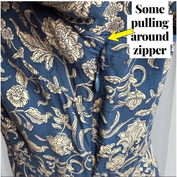 CHAPS Womens Midi Floral Dress Size S Blue Flutter Sleeve Cottagecore‎ Fairy - Picture 8 of 16